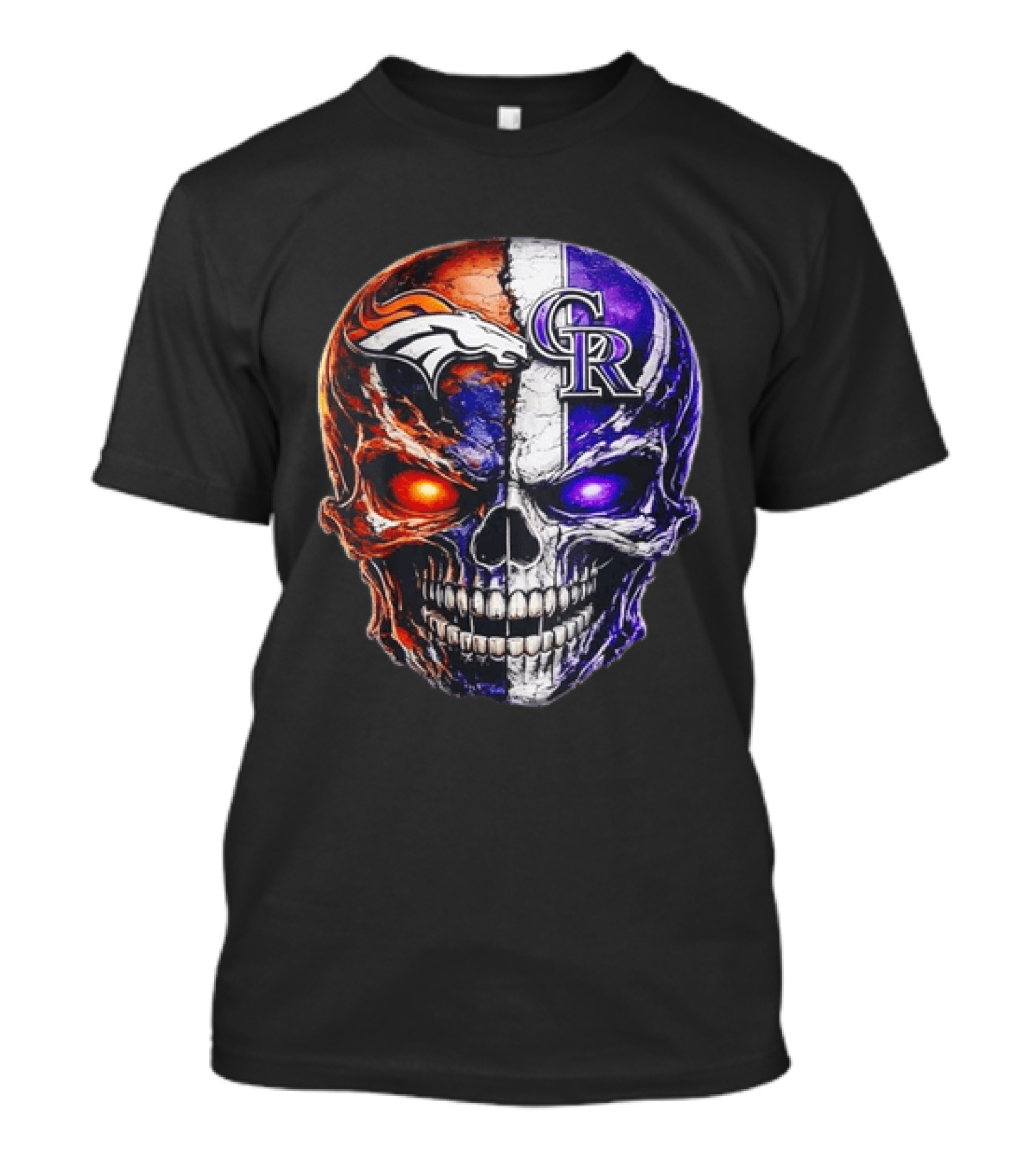 Denver Broncos Colorado Rockies Split Skull Team Spirit T-Shirt