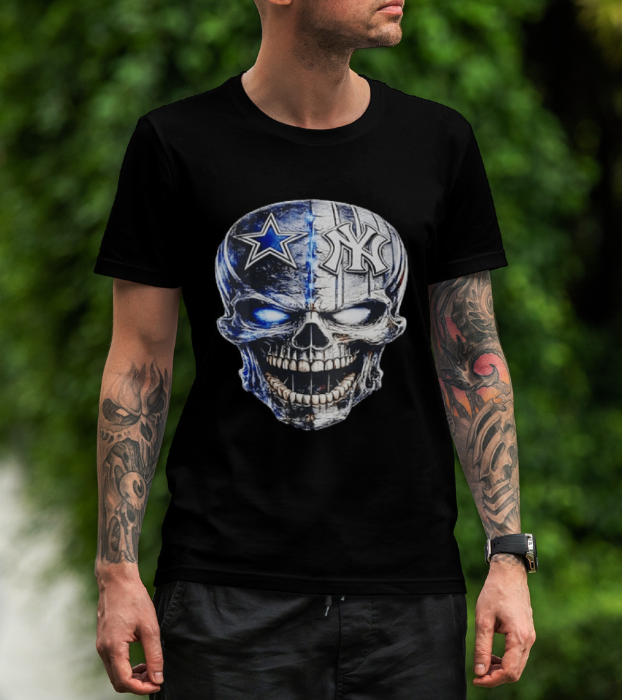 Dallas Cowboys Star New York Yankees Skull T-Shirt