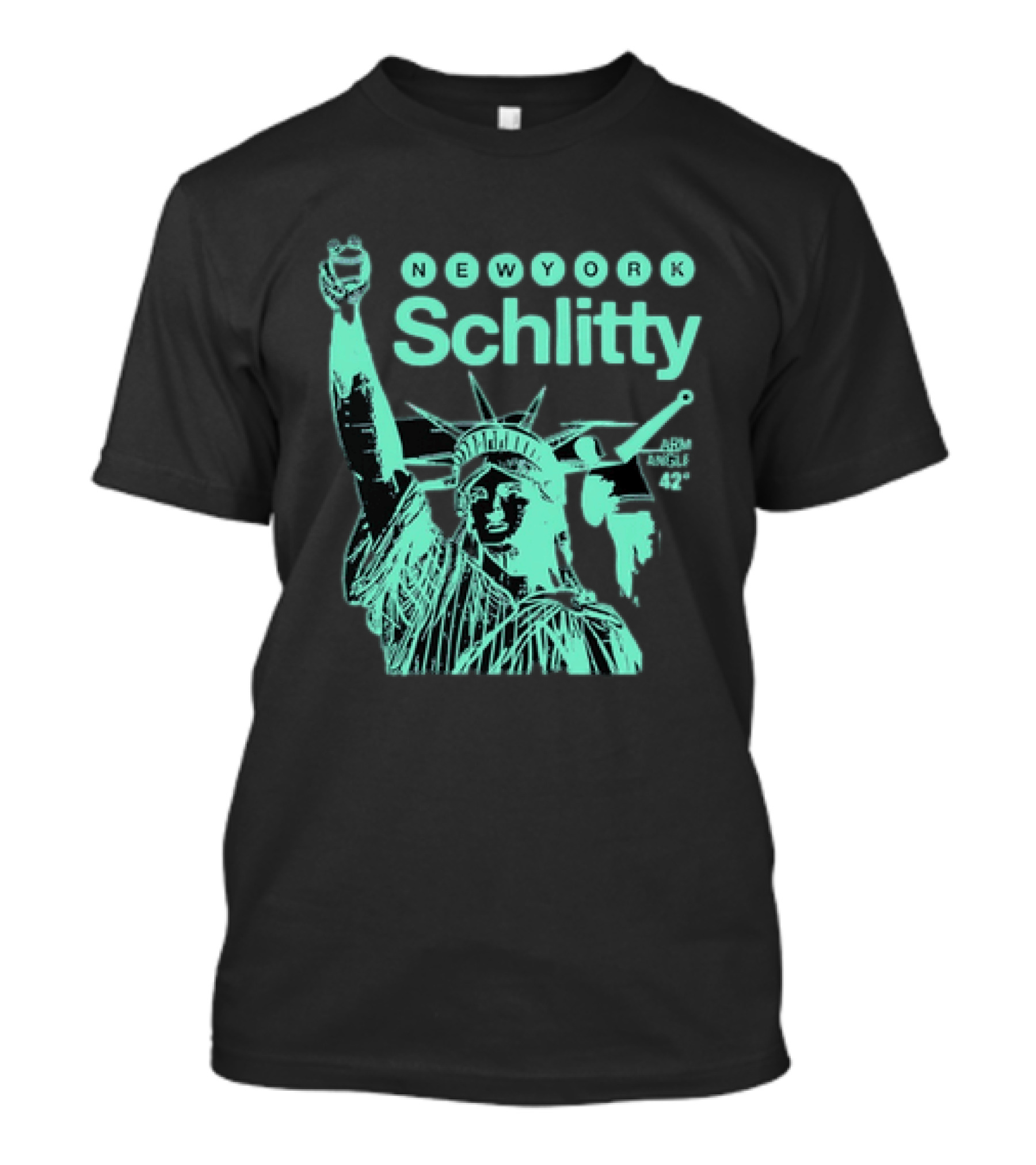 New York Schlitty Statue Liberty ARM Angle New York Baseball T-Shirt