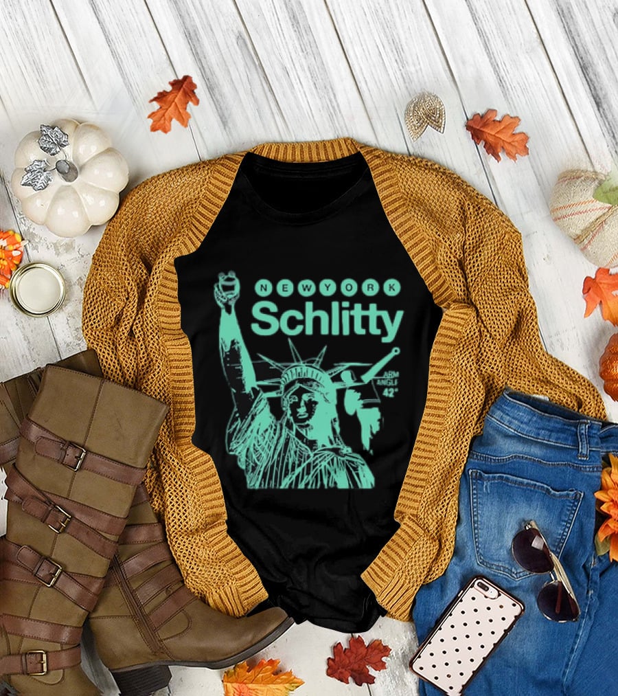 New York Schlitty Statue Liberty ARM Angle New York Baseball T-Shirt