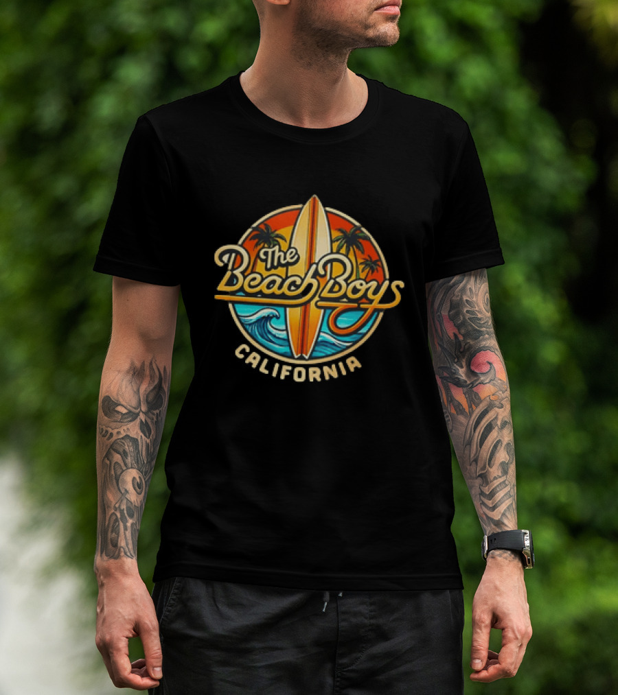 The Beach Boys California Surfboard Palm Trees Ocean Wave T-Shirt