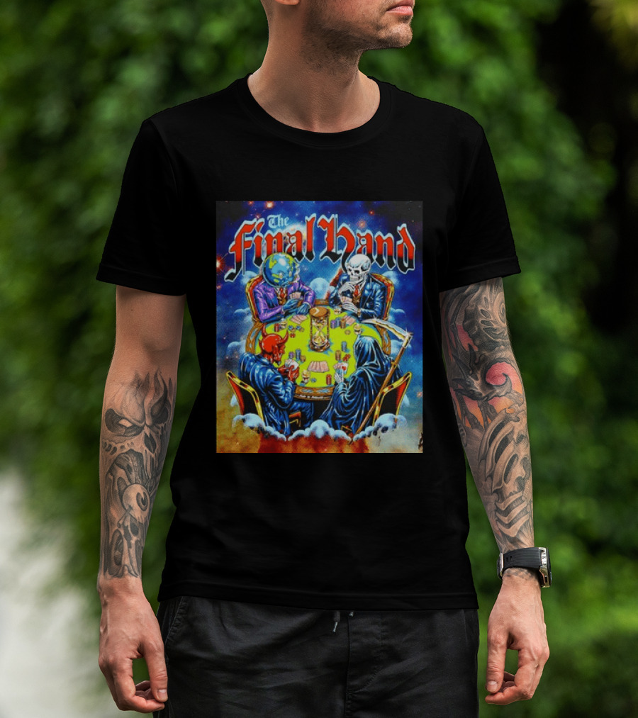 The Final Hand Poker Game Skeleton Grim Reaper Skull Players Atmosphere T-Shirt