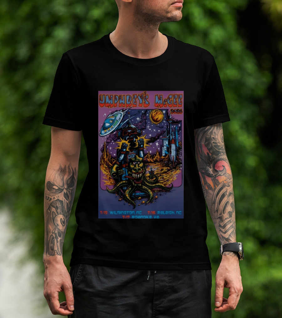 Umphrey's McGee 2026 Tour Wilmington NC July Alien Space Adventure T-Shirt