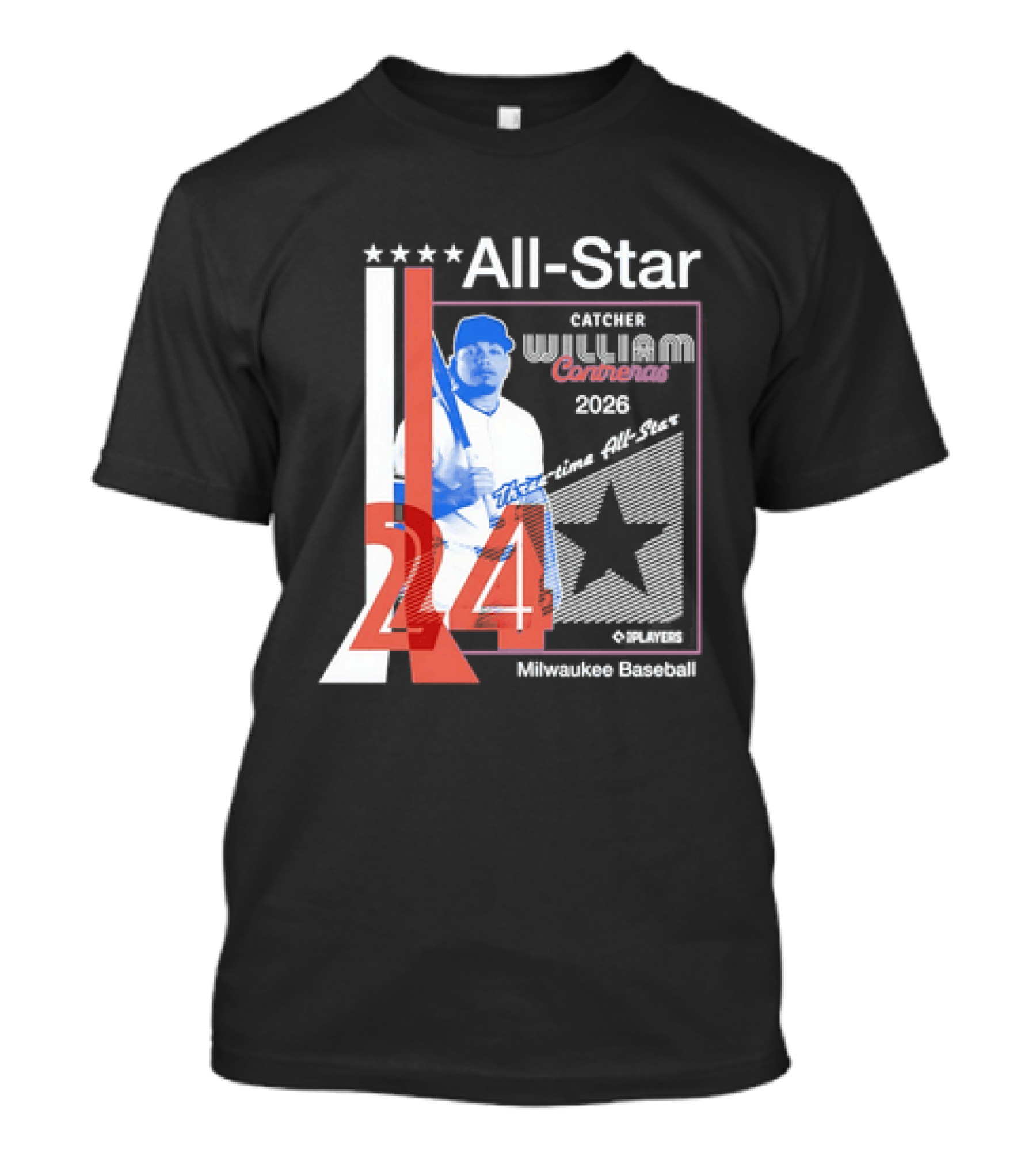 All Star Catcher William Contreras Milwaukee Baseball 2026 24 Three Time T-Shirt