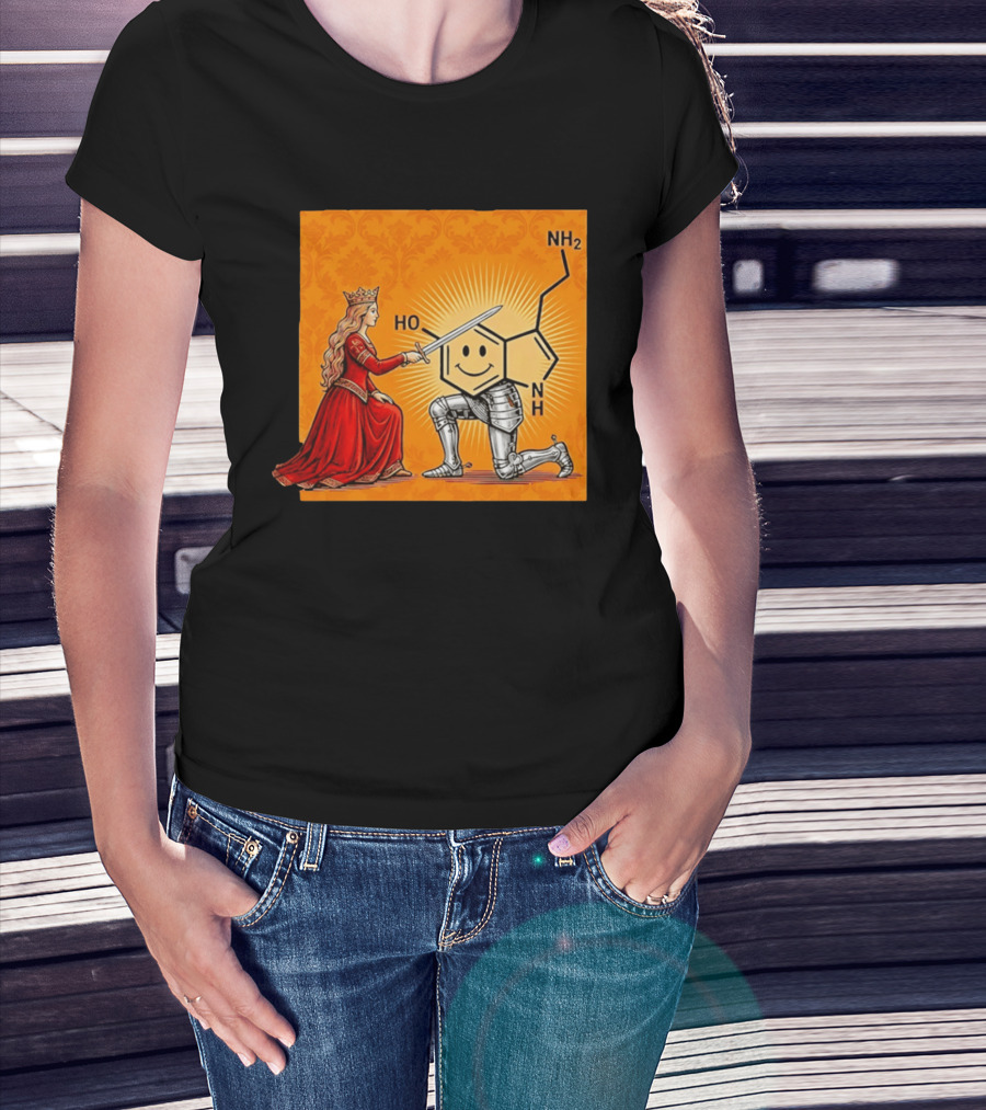 Sir Otonin Serotonin Molecule Knight Queen Chemistry T-Shirt