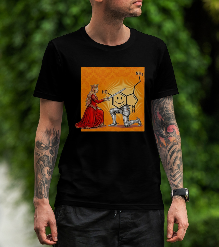 Sir Otonin Serotonin Molecule Knight Queen Chemistry T-Shirt