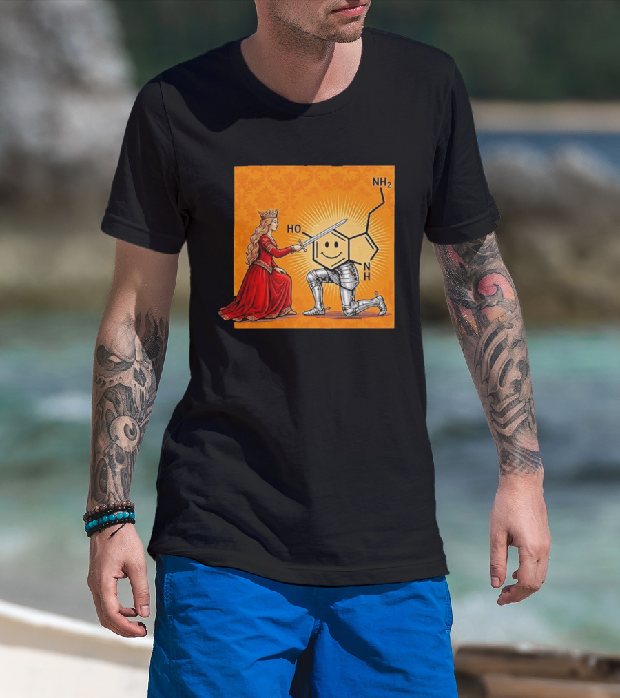 Sir Otonin Serotonin Molecule Knight Queen Chemistry T-Shirt