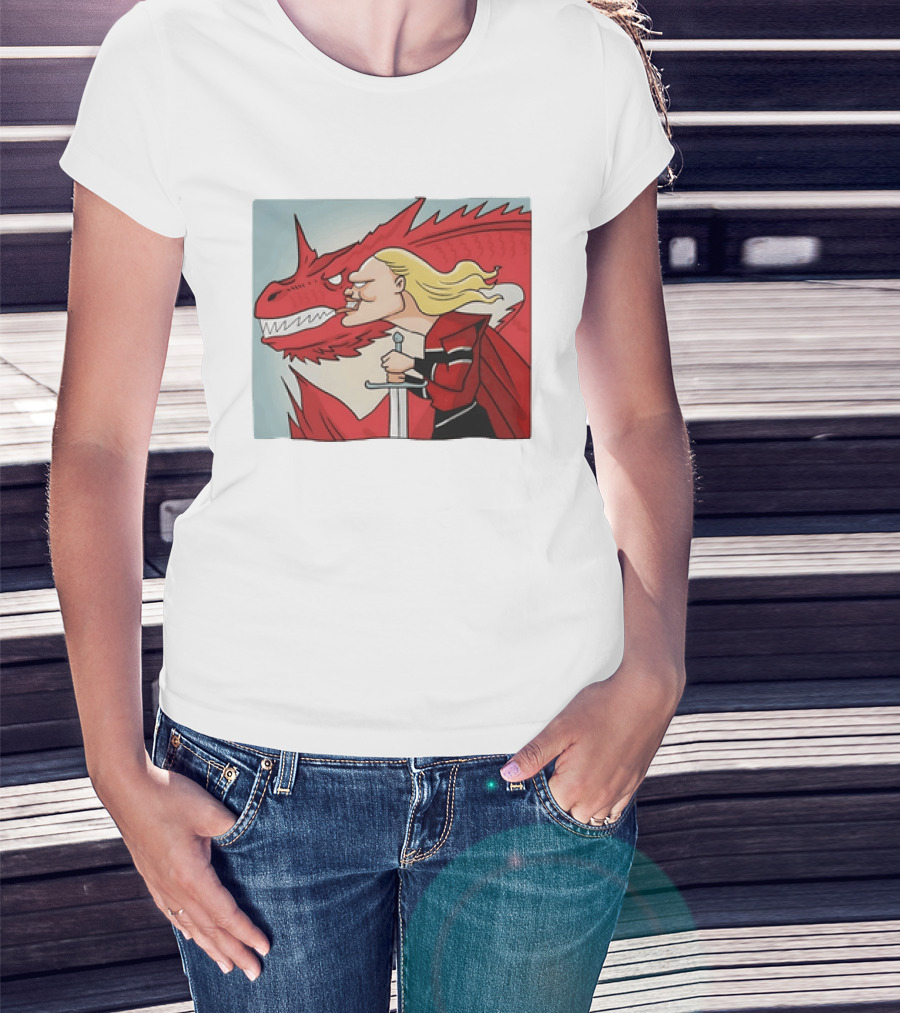 Haaland Norway Dragon Rider Caricature T-Shirt