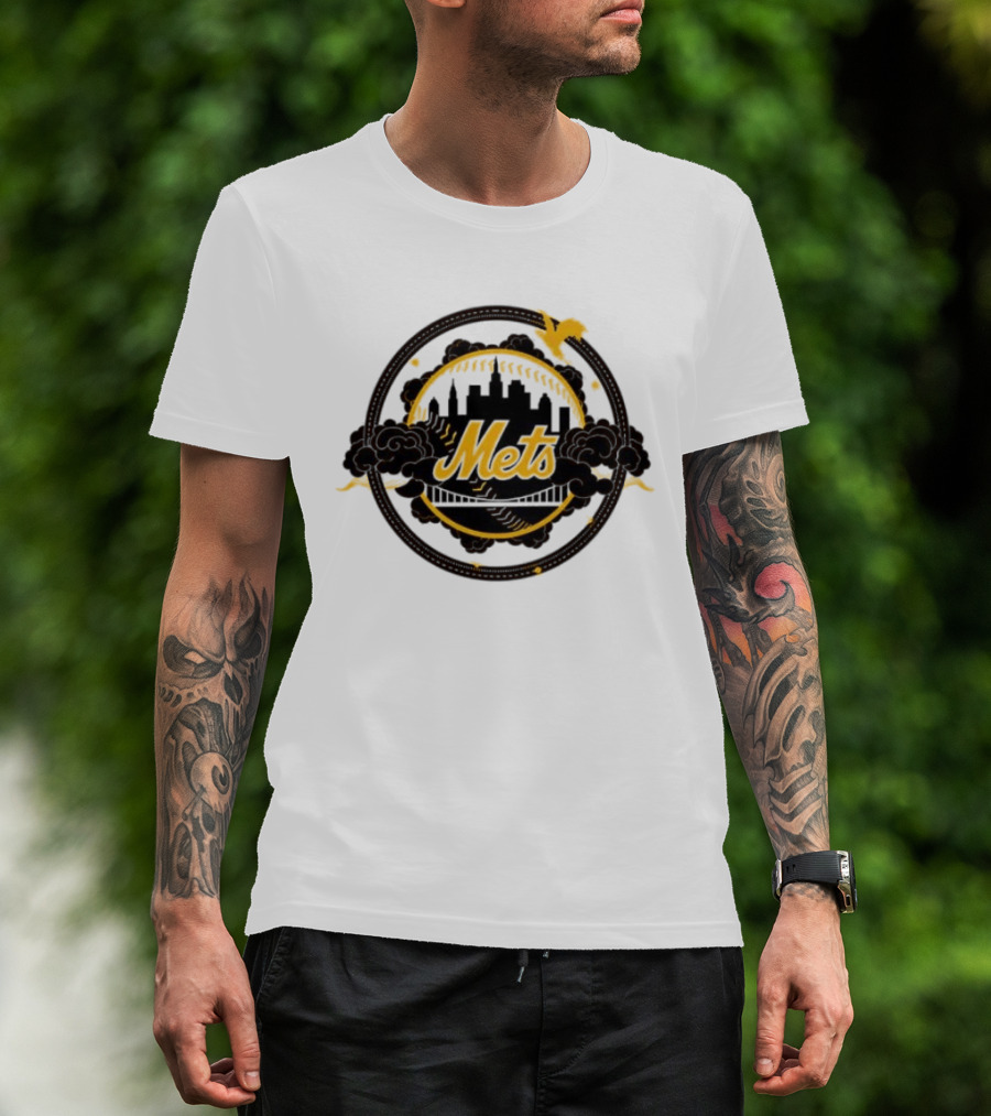 New York Mets MLB Skyline Baseball Bridge T-Shirt