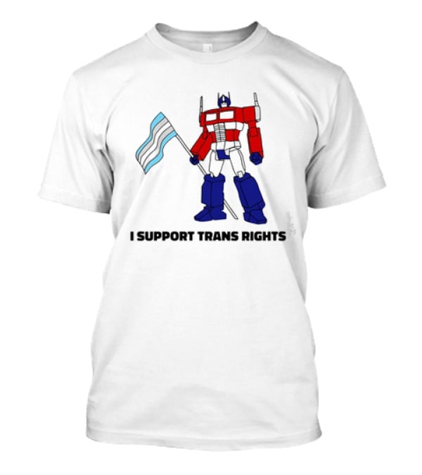 I Support Trans Rights Robot With Flag T-Shirt