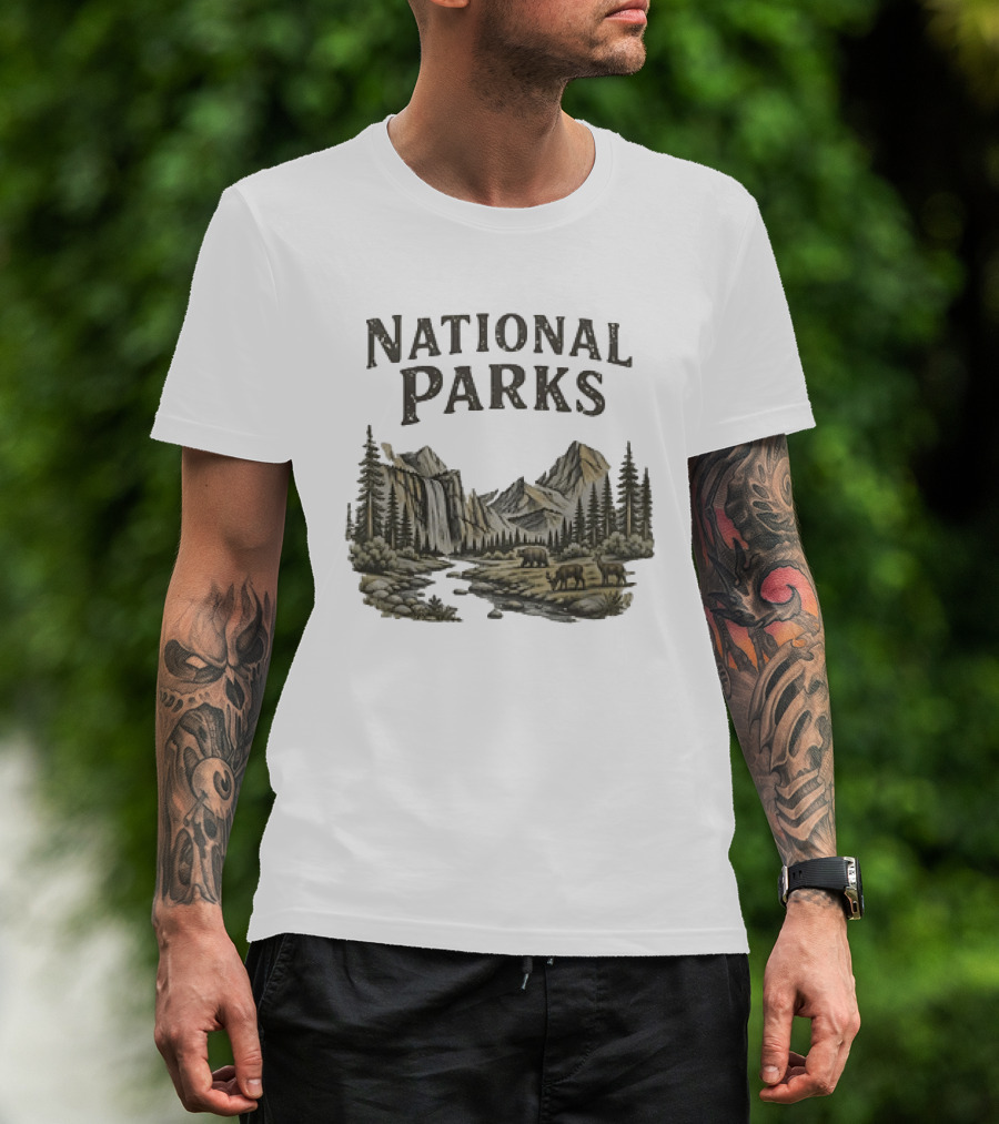 Protect Our National Parks Leave No Trace Nature Yosemite Bears Deer Mountains Forest T-Shirt