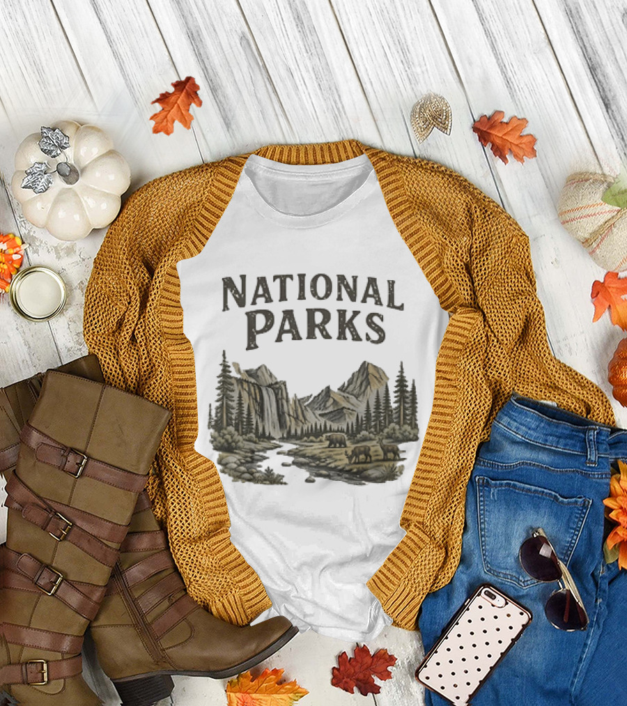Protect Our National Parks Leave No Trace Nature Yosemite Bears Deer Mountains Forest T-Shirt