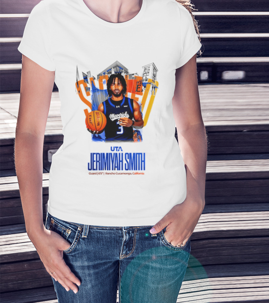 UTA Mavericks Jerimiyah Smith No 3 Basketball Player T-Shirt