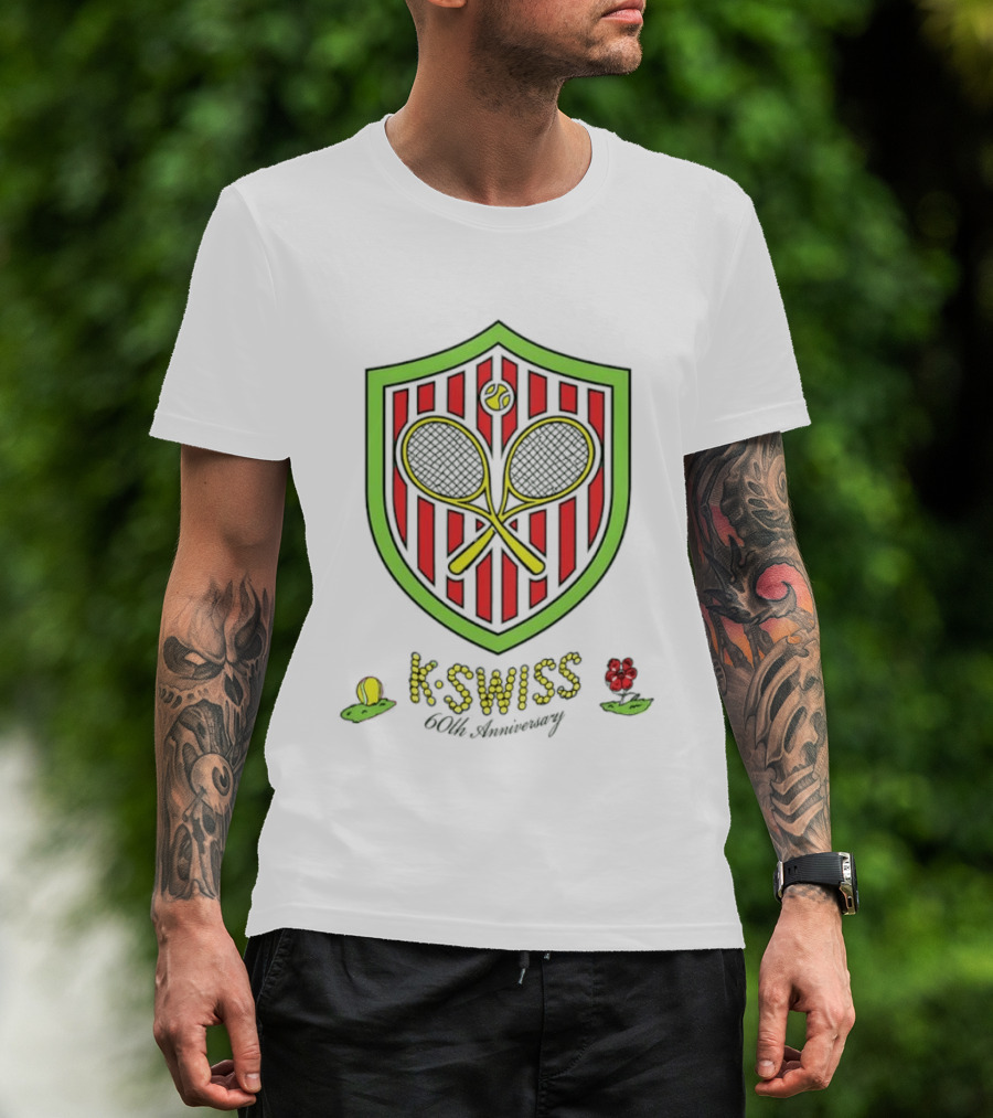 K Swiss 60th Anniversary Tennis Racquets Shield Retro Sports T-Shirt