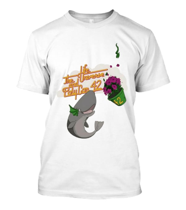 Life The Universe And Poly Con 42 Whale And Flowerpot T-Shirt
