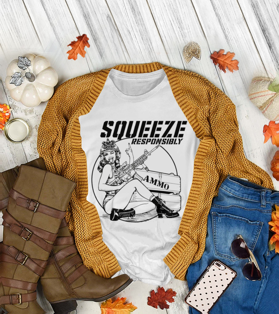 Squeeze Responsibly Pin Up Girl Ammo T-Shirt