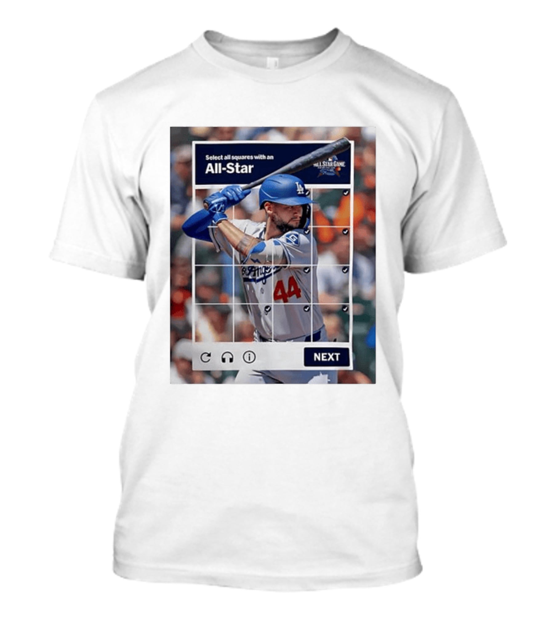 Select All Squares With An All Star Los Angeles Dodgers Baseball Meme T-Shirt