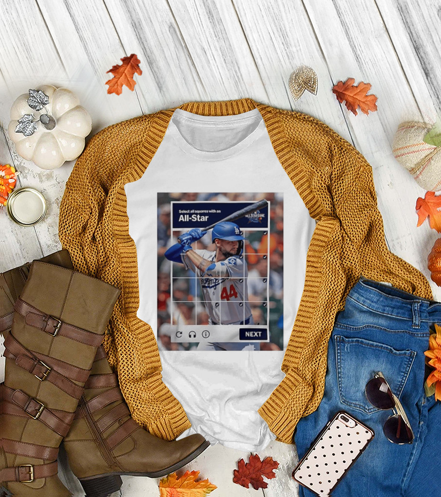 Select All Squares with an All Star Los Angeles Dodgers Baseball Meme T-Shirt