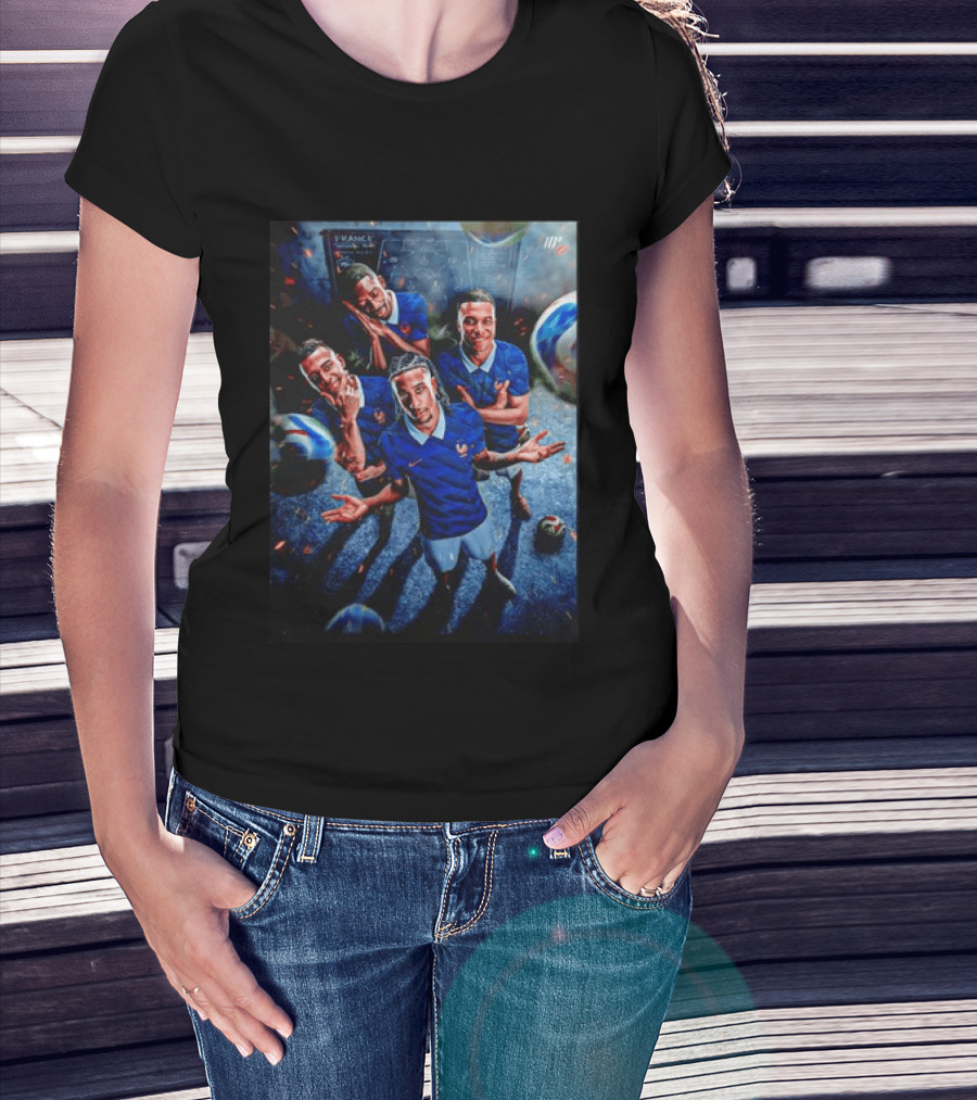France National Team Players Collage Blue Jerseys Football Stars T-Shirt
