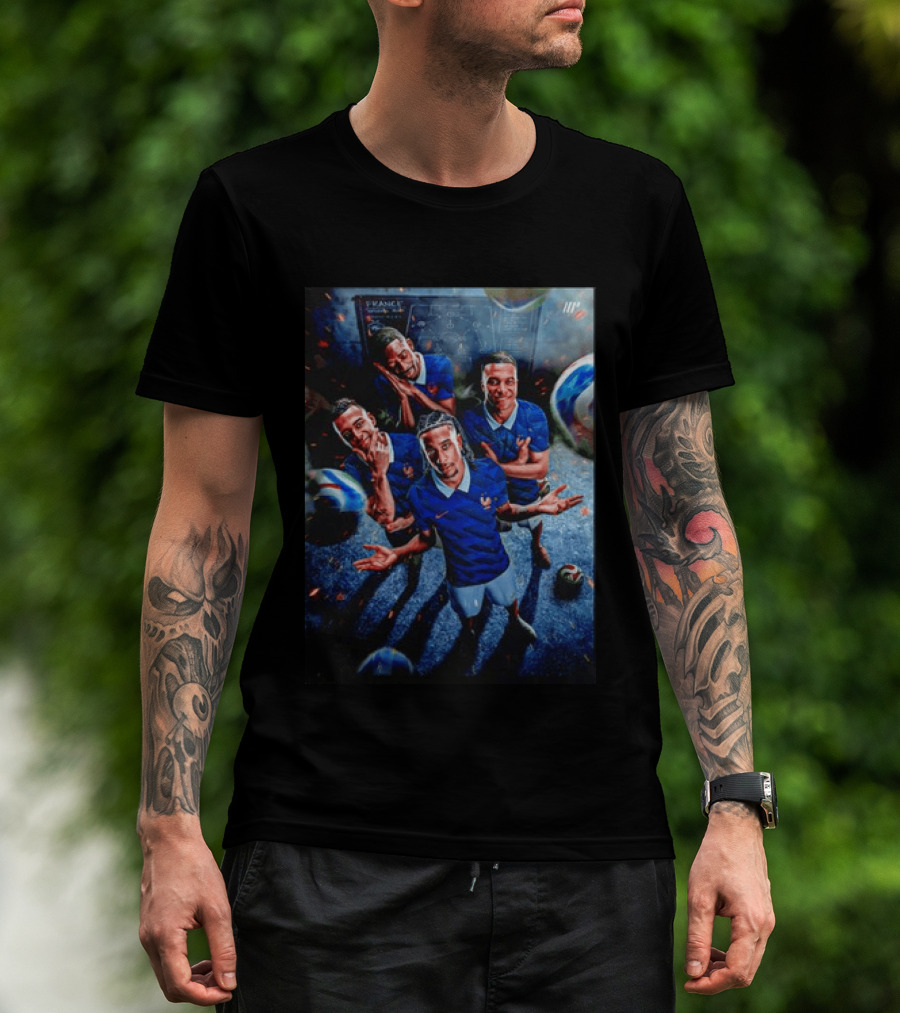 France National Team Players Collage Blue Jerseys Football Stars T-Shirt