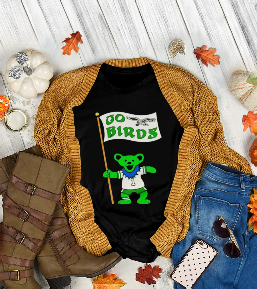 Grateful Dead Dancing Bear Philadelphia Eagles Go Birds Football T-Shirt