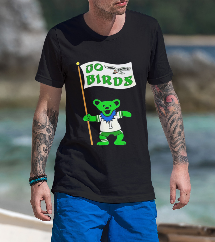Grateful Dead Dancing Bear Philadelphia Eagles Go Birds Football T-Shirt