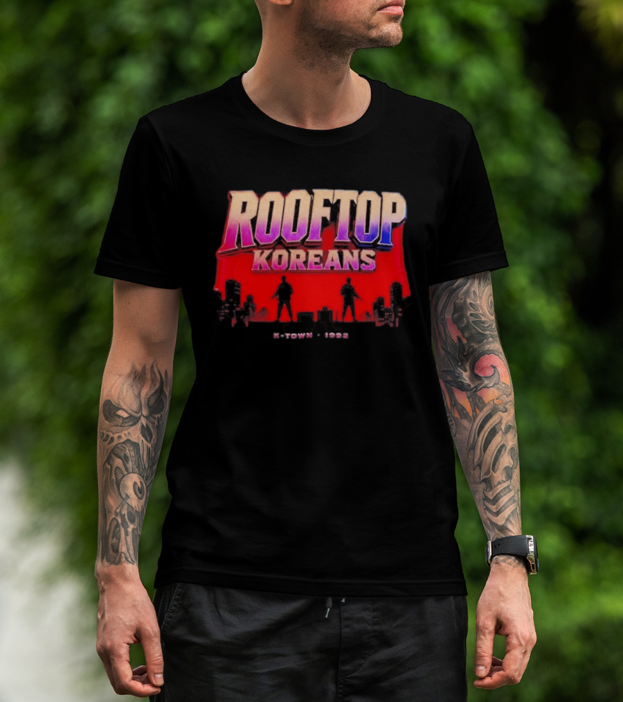 Rooftop Koreans K Town 1992 Koreatown Skyline T-Shirt