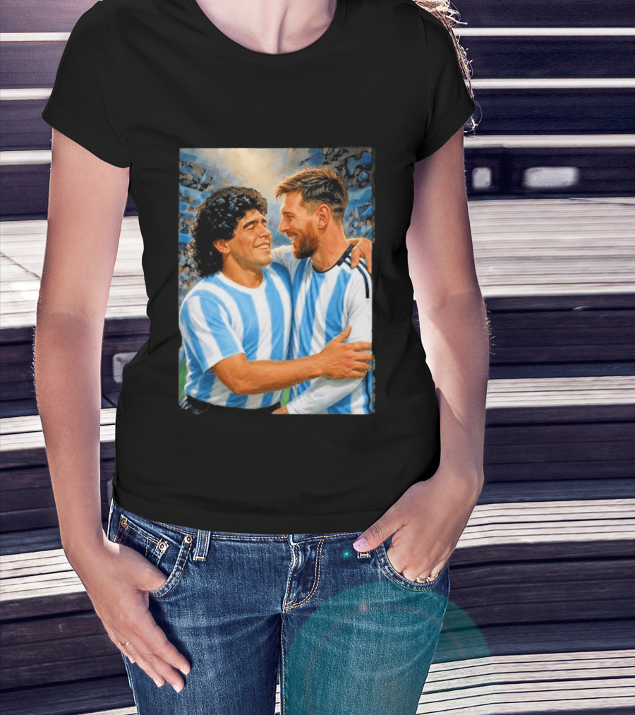 Lionel Messi Maradona Argentina Football Legends Digital T-Shirt