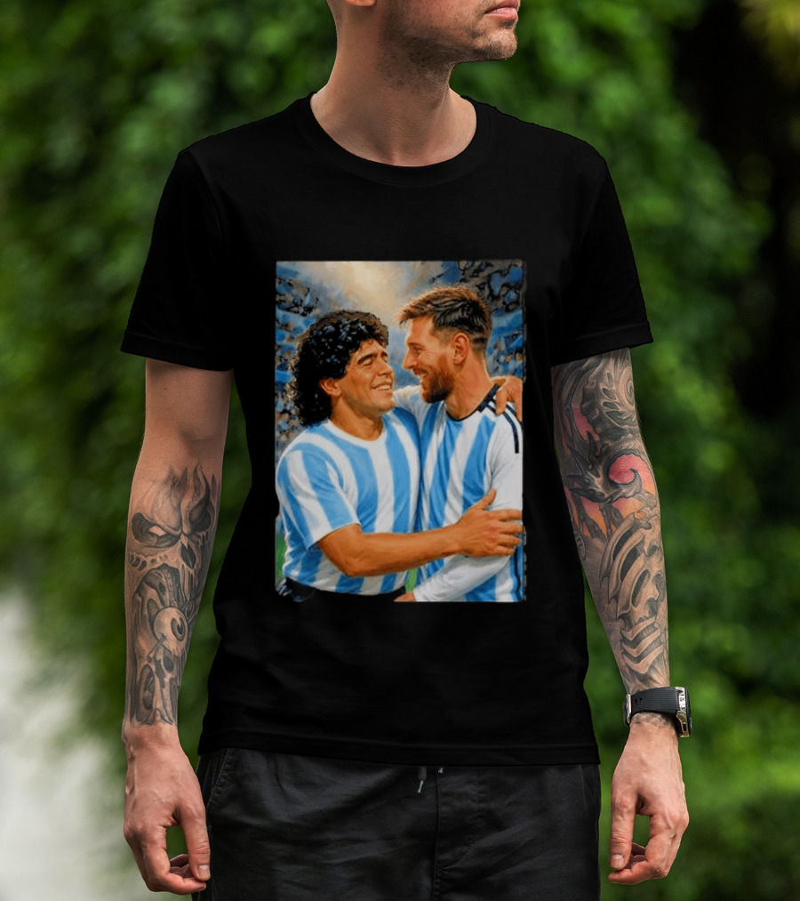 Lionel Messi Maradona Argentina Football Legends Digital T-Shirt
