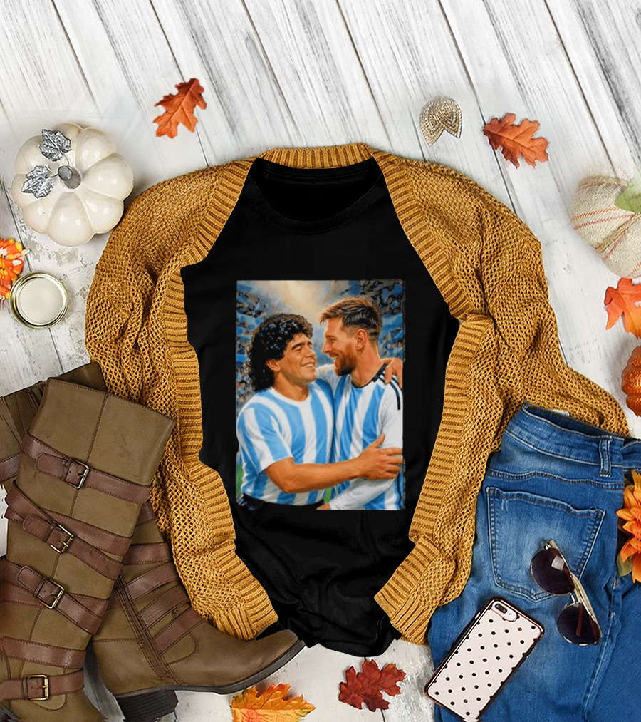 Lionel Messi Maradona Argentina Football Legends Digital T-Shirt