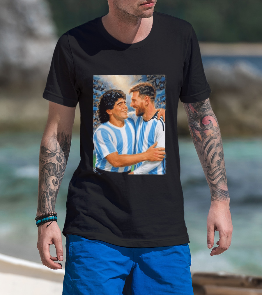 Lionel Messi Maradona Argentina Football Legends Digital T-Shirt