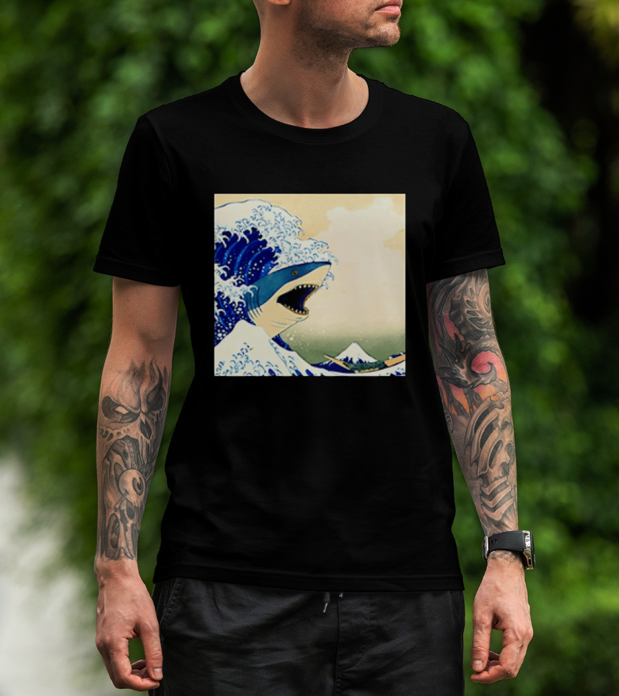 The Great Wave Off Kanagawa Sharks Fusion Art Japan Ukiyo E T-Shirt