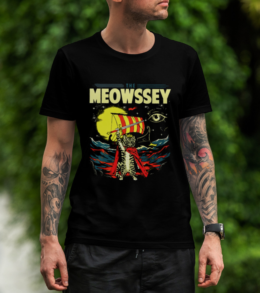 The Meowssey Vintage Odyssey Cat With Eye And Stripes T-Shirt