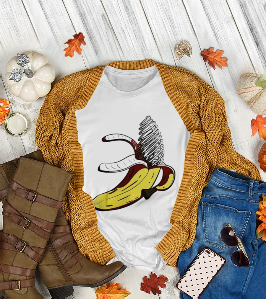Anatomical Banana Skeleton Surreal Peeled Fruit T-Shirt