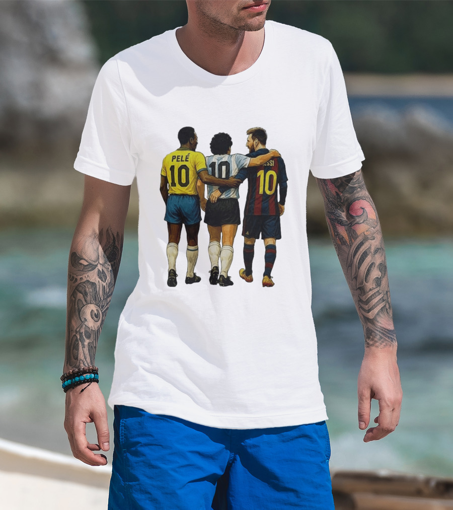 Pele Maradona Messi Football Legends Iconic Trio 10 T-Shirt