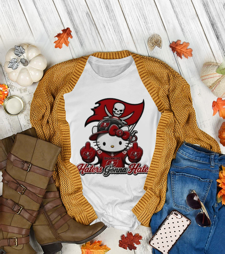 Hello Kitty Buccaneers Football Haters Gonna Hate Middle Finger T-Shirt