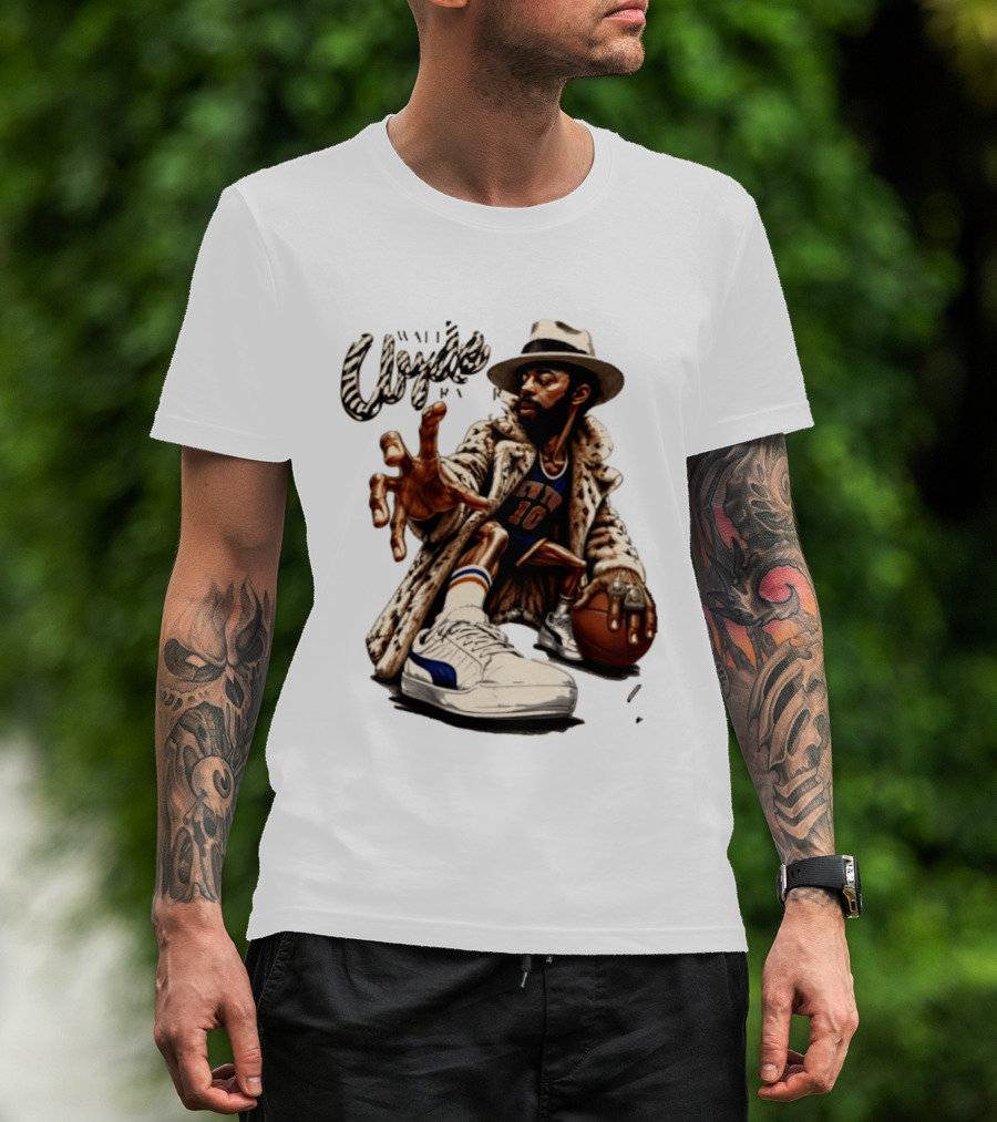 Walt Clyde Stylin' Profilin Throwback Knicks 10 Basketball Sneaker T-Shirt