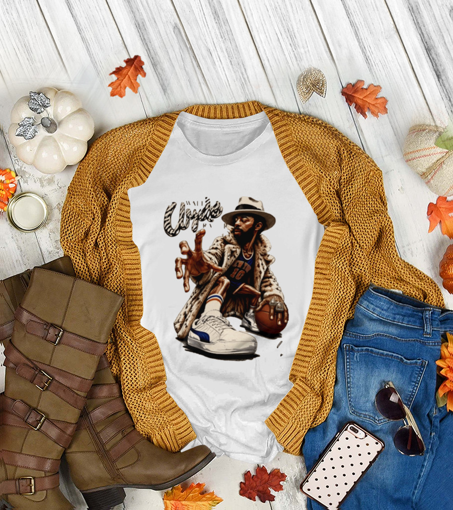 Walt Clyde Stylin' Profilin Throwback Knicks 10 Basketball Sneaker T-Shirt