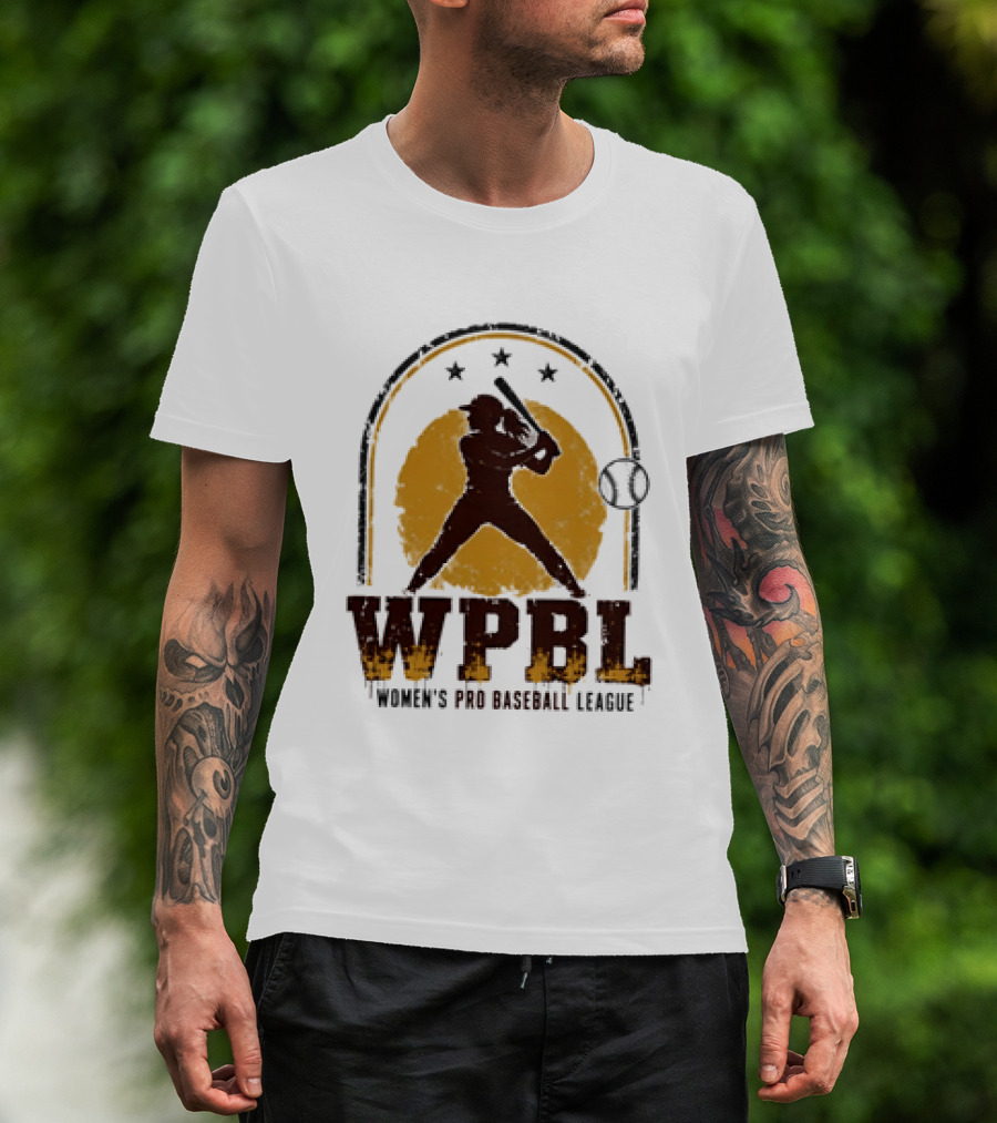 WPBL Women's Pro Baseball League Retro Silhouette Batting T-Shirt