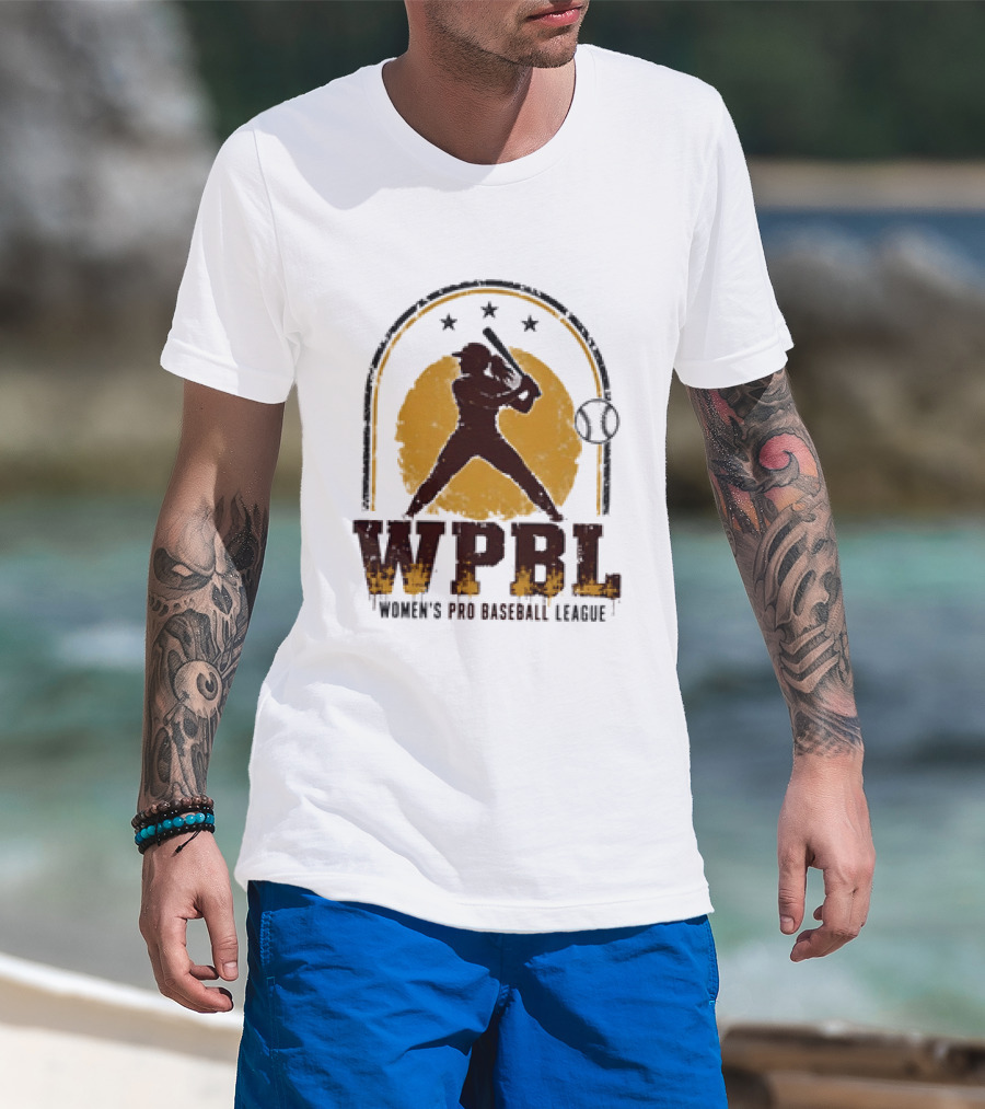 WPBL Women's Pro Baseball League Retro Silhouette Batting T-Shirt