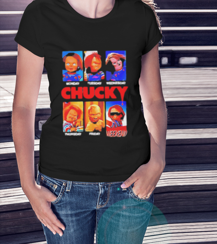 Child's Play Chucky Monday To Weekend Expressions T-Shirt