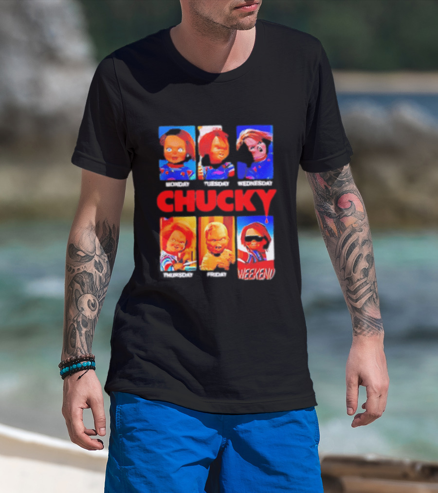 Child's Play Chucky Monday To Weekend Expressions T-Shirt
