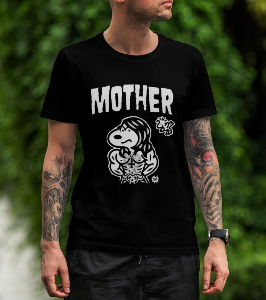 Mother Snoopy Bodybuilder Woodstock Bootleg Cartoon T-Shirt