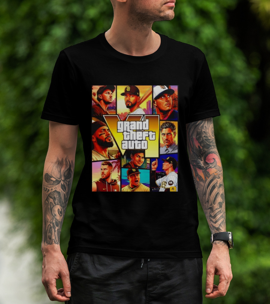 San Diego Padres Grand Theft Auto V Collage Players Team Portraits T-Shirt