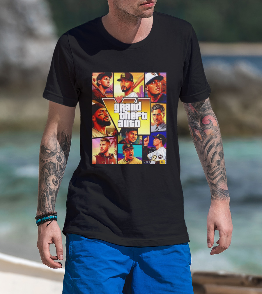 San Diego Padres Grand Theft Auto V Collage Players Team Portraits T-Shirt