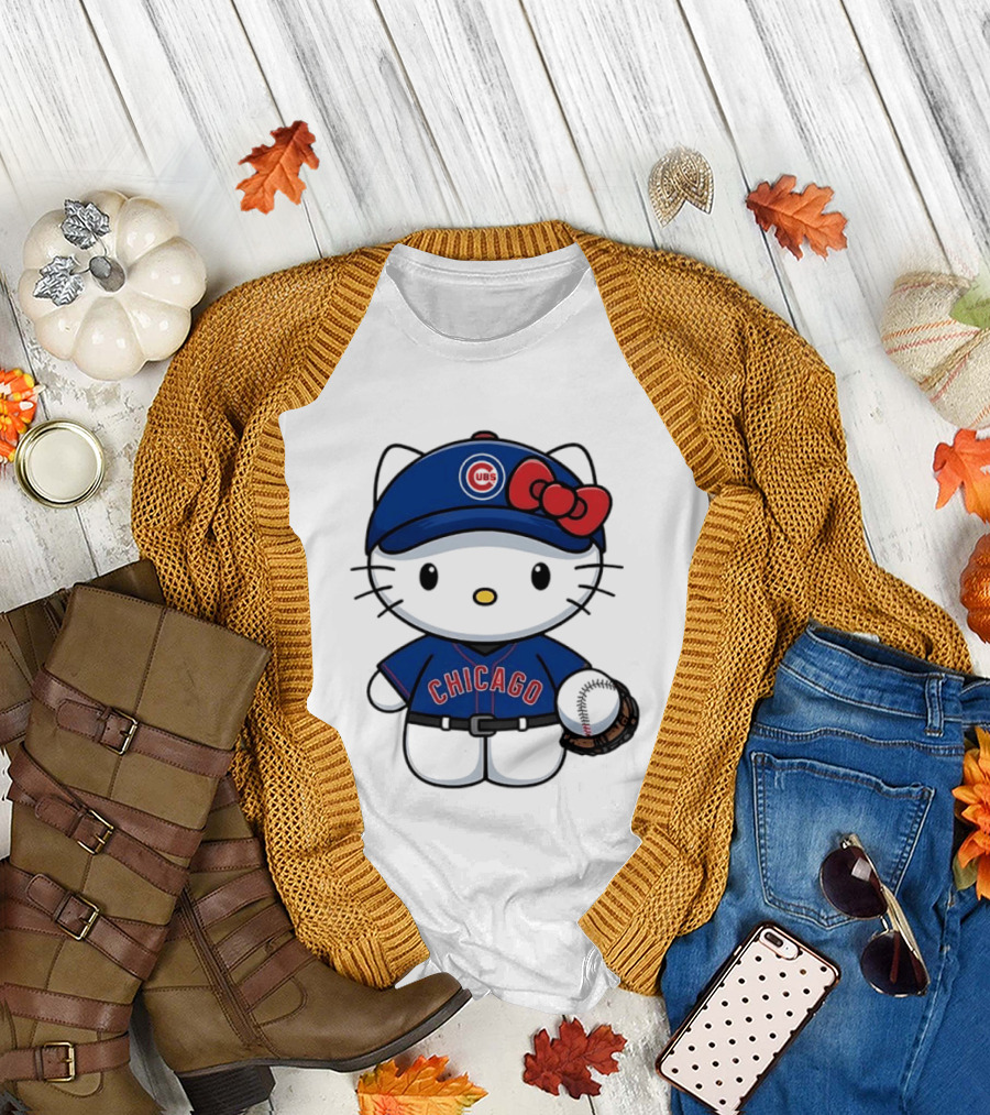 Hello Kitty Chicago Cubs Baseball MLB Collaboration T-Shirt