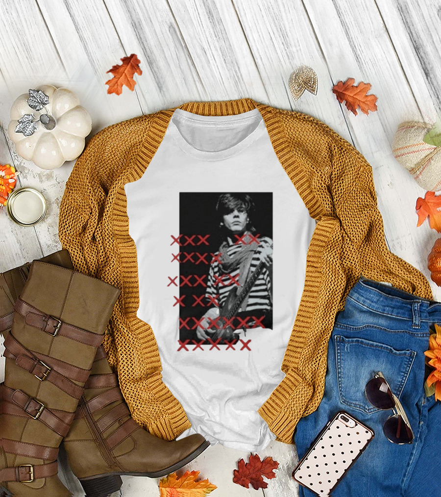 John Taylor X Punk Masters Striped Bass Guitar Image Red XXX Marks T-Shirt