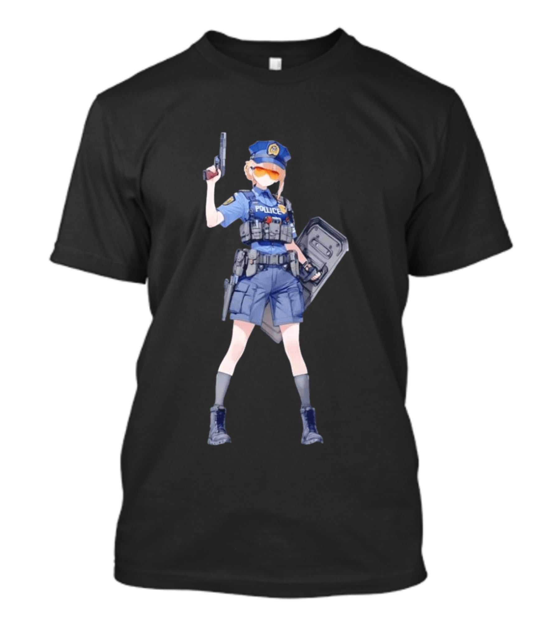 Anime Police Officer Tactical Uniform With Handgun T-Shirt