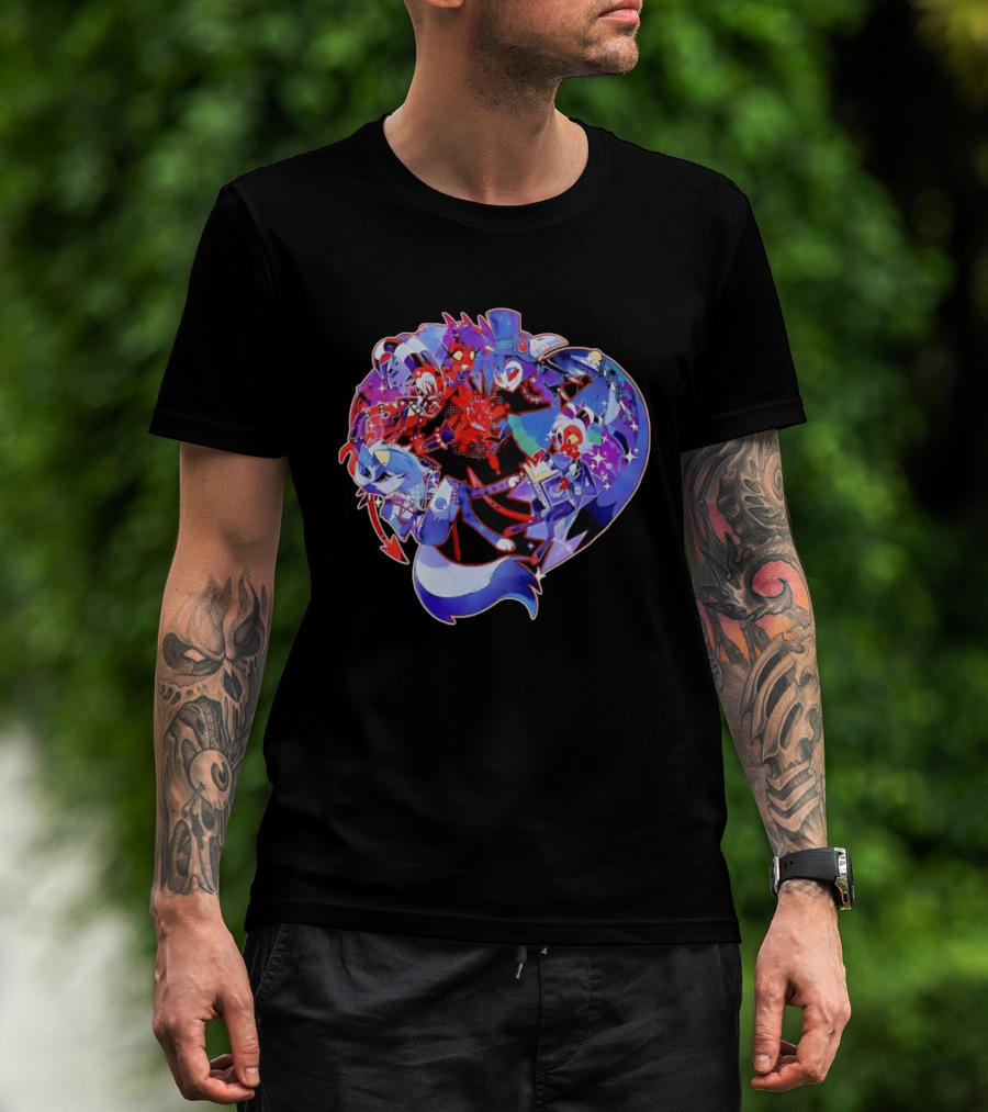 Blitzo Moxxie Millie Loona Stolas Helluva Boss Cast Crew Ensemble Vibrant Character Collage T-Shirt