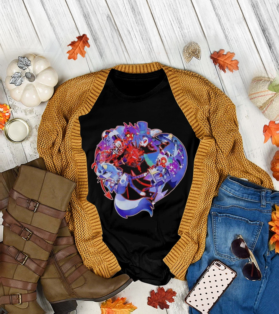 Blitzo Moxxie Millie Loona Stolas Helluva Boss Cast Crew Ensemble Vibrant Character Collage T-Shirt
